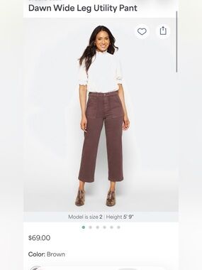Studio High-Rise Cropped Wide-Leg Pants in Brown